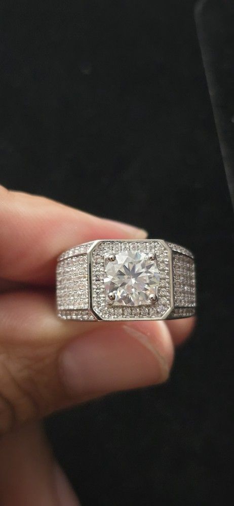 2.0 CT 925 Sterling Silver Men's Ring