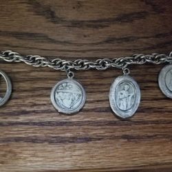 Vintage Charm Bracelet-Metal With Possible Ivory Charms