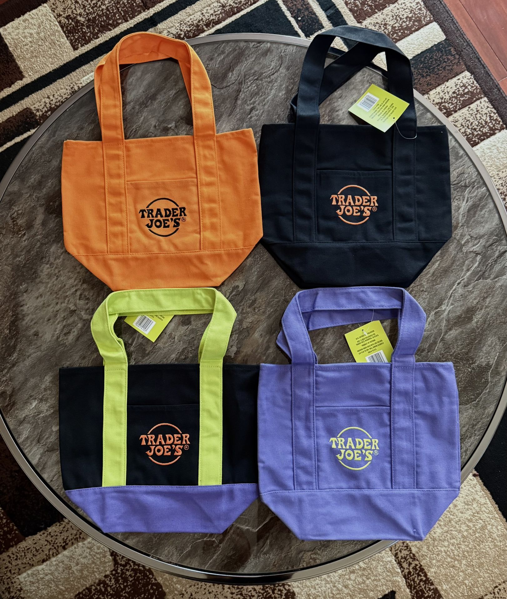 TRADER JOES HALLOWEEN MINI TOTE BAG TRICK OR TREAT CANVAS