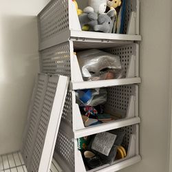 5-Pack Folding Closet Organizers – Stackable Storage Bins (White)