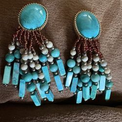 Vintage Turquoise Clip On Earrings