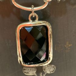 Fashion Costume Silver Tone And Onyx Necklace