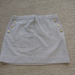 J.Crew Women's Miniskirt- Size 4- Blue/Gray and White Striped