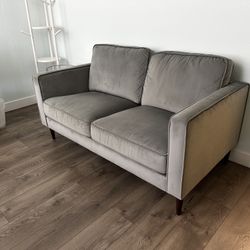 Grey Velvet Loveseat & Chair Set 