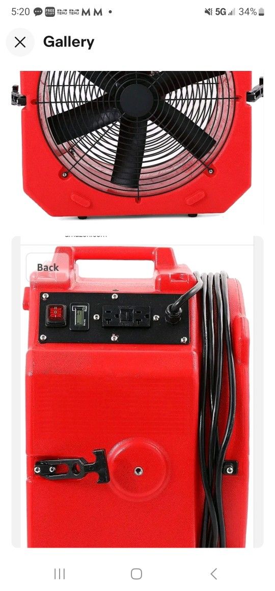 AM25AX 2-Speed 1/4Hp 4000Cfm 18Inch Axial Air Mover Fan Blower
