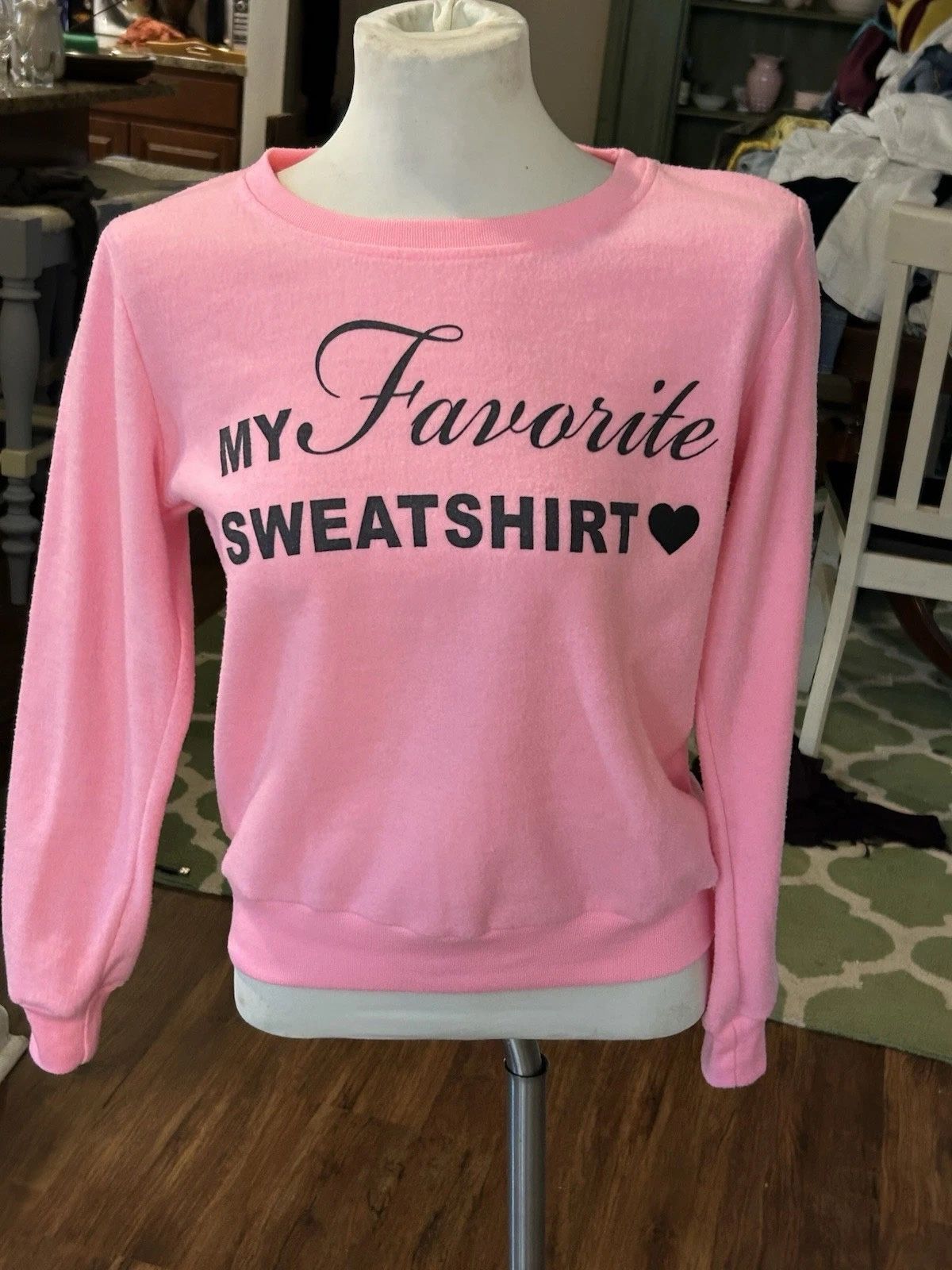 Pop Up Shine Women’s Size Small Pink My Favorite Sweatshirt Graphic Sweatshirt