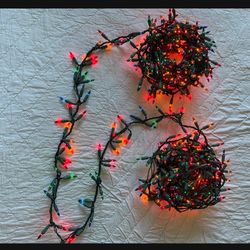 2 Set Of 300ct Multi-Color Mini Christmas Lights, green Wire - 20 ft