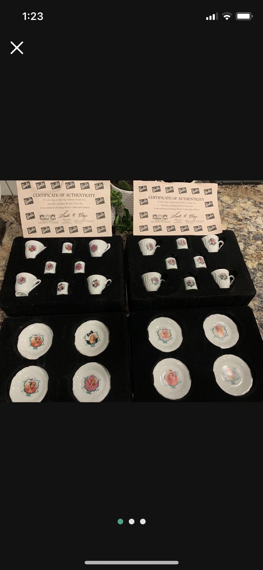 Collector Barbie Tea Sets, with certificates