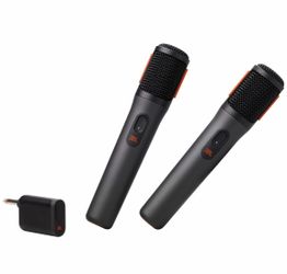 JBL - Wireless Dual Microphone System - 2 Microphones + Receiver/ Adapter, Karaoke Ready