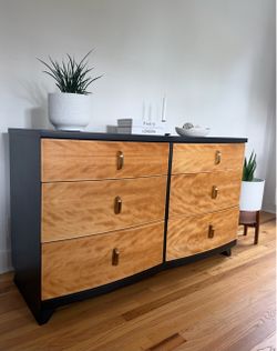 Vintage Curved-Front Dresser | Restored Wood + Black