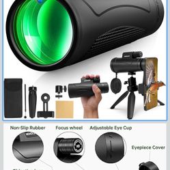 2025 Update - 80x100 Monocular Telescope High Powered for Smartphone High Definition Monoculars for Adults with Adapter/Tripod for Bird Watching Hikin