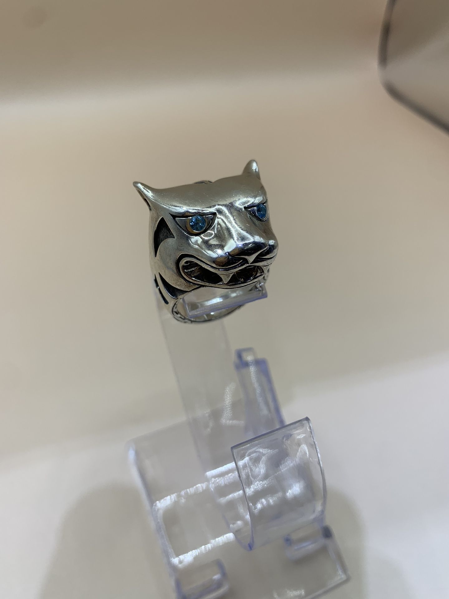 John Hardy Tigers Head Sterling Silver Ring, Size 7