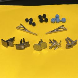 Collection Of Novelty Cufflinks And Tie Clips 