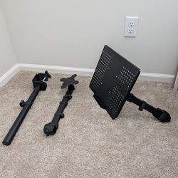 Adjustable Monitor Stand, Single Arm Desk Mount for 32 inch Screen and 17 inch Laptop, Heavy Duty Ergonomic Bracket Holds 22lbs