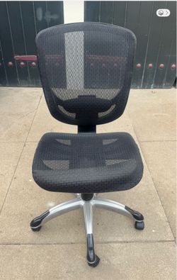 Armless Black Mesh with Silver Colored Base Swivel Chair