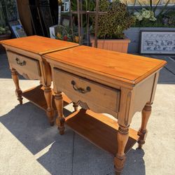 Antique, Beautiful, Solid Wood, Well-Made Nightstands Measurements In Last Picture