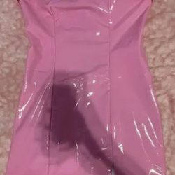 Womens Petite XS Shein Pink Pleather Mini Dress