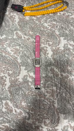 Paris Hilton Rectangular Rhinestone Pink Band, Watch. 