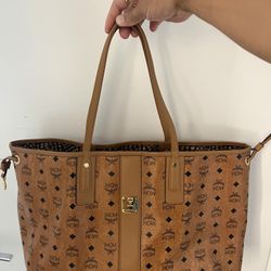 Mcm Leather Canvas Liz Reversible Tote Bag