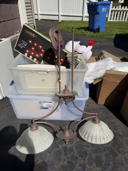 Rustic 2-Light Hanging Chandelier - Oil Rubbed Bronze & Frosted Glass