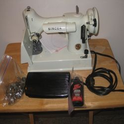 Quilting Singer White 221 Featherweight Sewing Machine Overhauled by An Old Reliable Sewing Machine Repair Rebuild