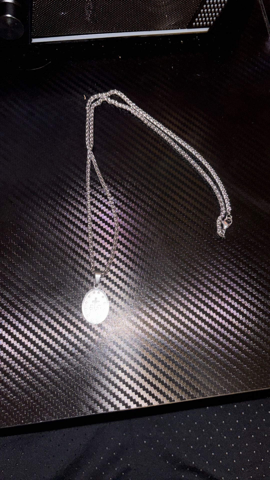 Virgin Mary/ Cross Sliver Chain