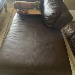 Genuine  leather chaise lounge/sofa Brown-  $100