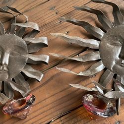 Pair Of Sun Wall Candle Holders