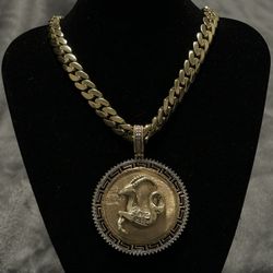 Brand new 10k gold .75ct diamond custom Goat pendant 2.70inch 22.6g all real no trades ….