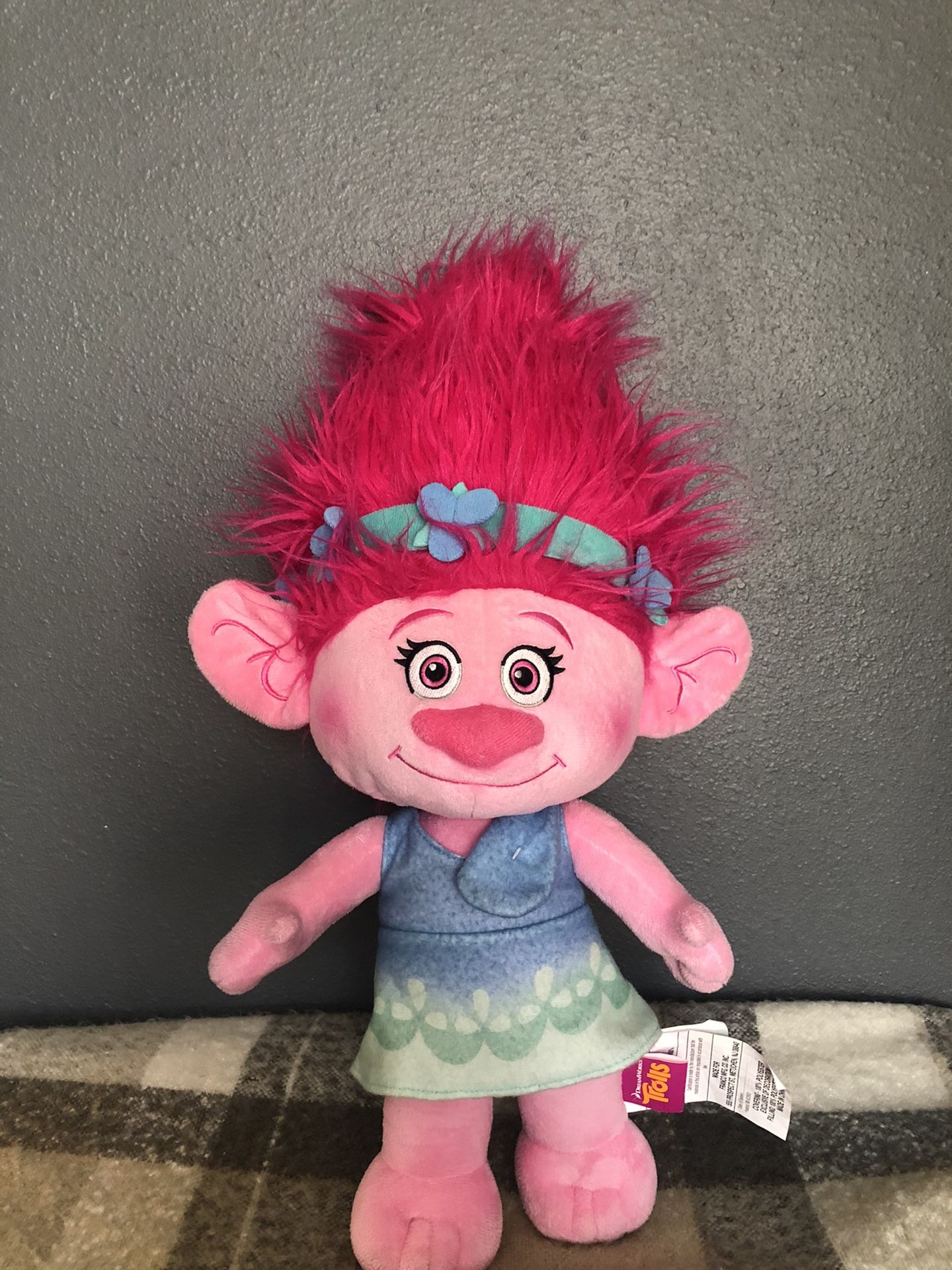 LARGE pink poppy troll stuffed animal