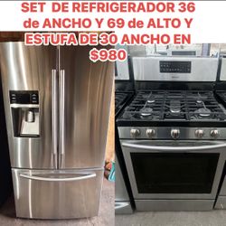 SET DE REFRIGERADOR DE 36 DE ANCHO Y ESTUFA EN MUY BUENAS CON DICIONES CON 2 MESES DE GARANTÍA 