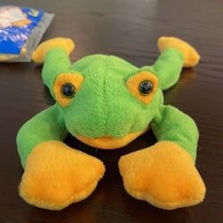 Smoochy the Frog 1997 Ty Beanie Baby and Teenie Beanie Baby McDonalds toy in pkg 