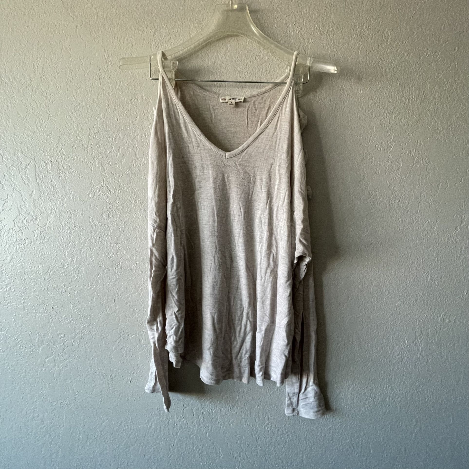 Zenana Outfitters, Women’s Ivory Basic Long Sleeve Cold Shoulder T-Shirt, Size S