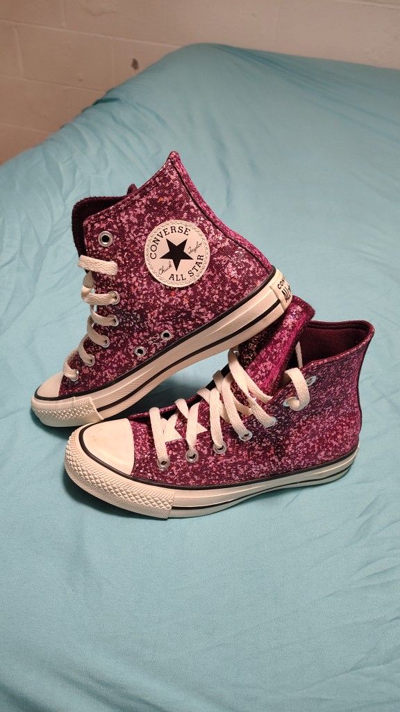Women's Pink Glitter Converse Shoes