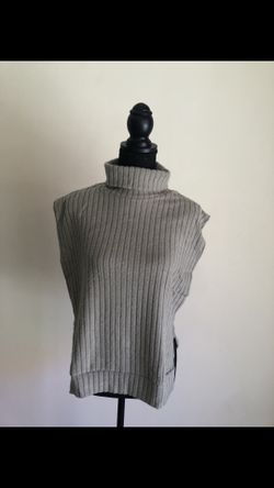Turtleneck Knit Split Hem Sleeveless Tank Top 