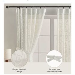 New OWENIE Furman Pinch Pleated Ivory Sheer Curtains 60X96 set of 2