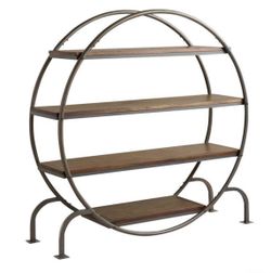 World Market Round / Circular Metal & Wood Bookshelf Etagere