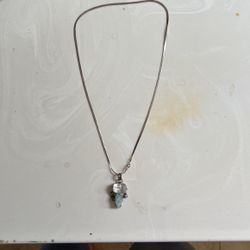 .925 Silver Stamped Necklace - Crystal/pearl Pendant