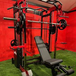Smith Machine , Squat Rack , Leg Press , Leg Curl Add Weight Bench Adjustable Bench Olympic Barbell For Your Weights 