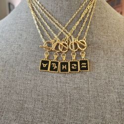 Gold Zodiac "Cancer" Toggle Necklace