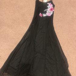 New xl black sheer floral dress nightgown lingerie Teddy long embroidered Trash 