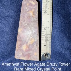 Rare Amethyst/Flower Agate Druzy Tower