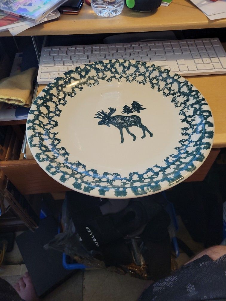 Vintage Folk Craft Moose Country 12" Chop Plate Or Platter