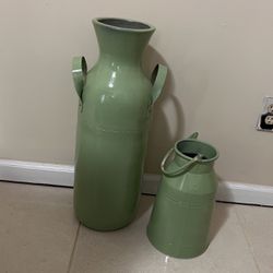 Two Green Vases (Kirklands) For Home Decor