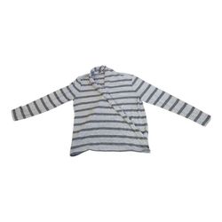 Loft gray, silver and white wrap long sleeve lightweight sweater, LP. EUC.