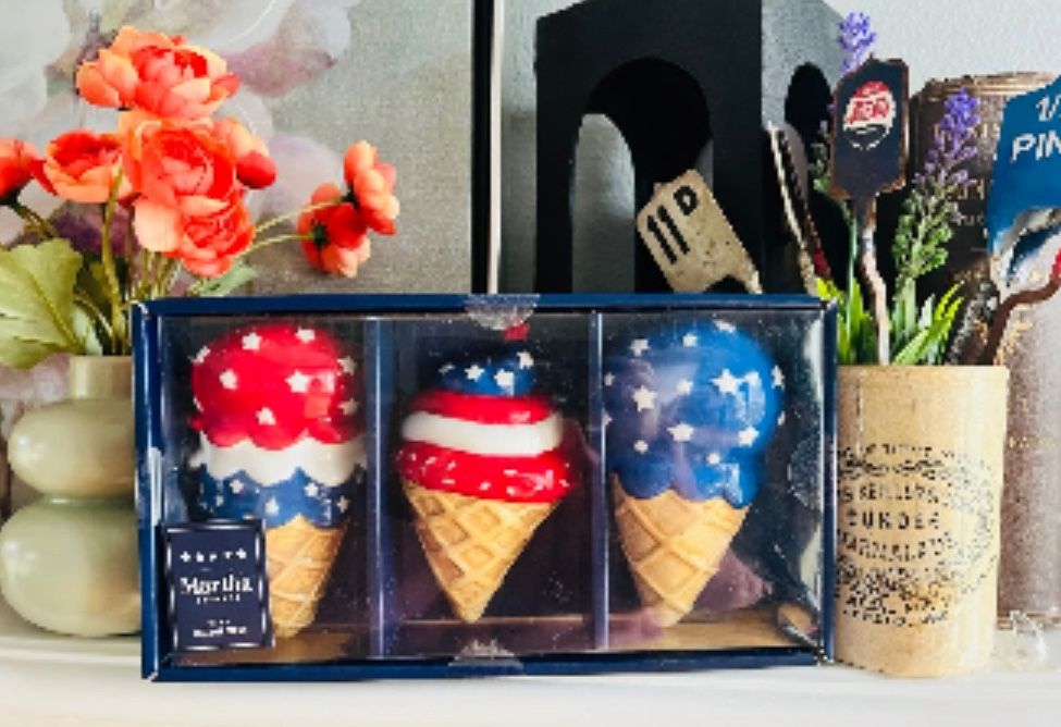 Ceramic July 4th Ice Cream Decor 🍦🤍💙❤️