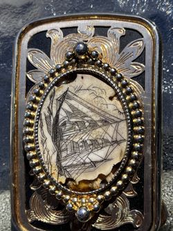 Scrimshaw Belt Buckle - Tall Ship