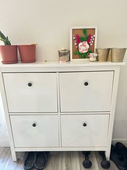 Ikea White 4-Compartment Shoe Cabinet