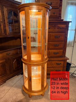 Half Moon Lighted Curio Cabinet