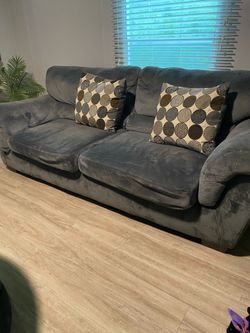 Grey sofa and loveseat
